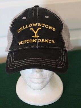 Yellowstone Dutton Ranch Trucker Hat Black, Yellow, Grey Mesh Back Adjustable